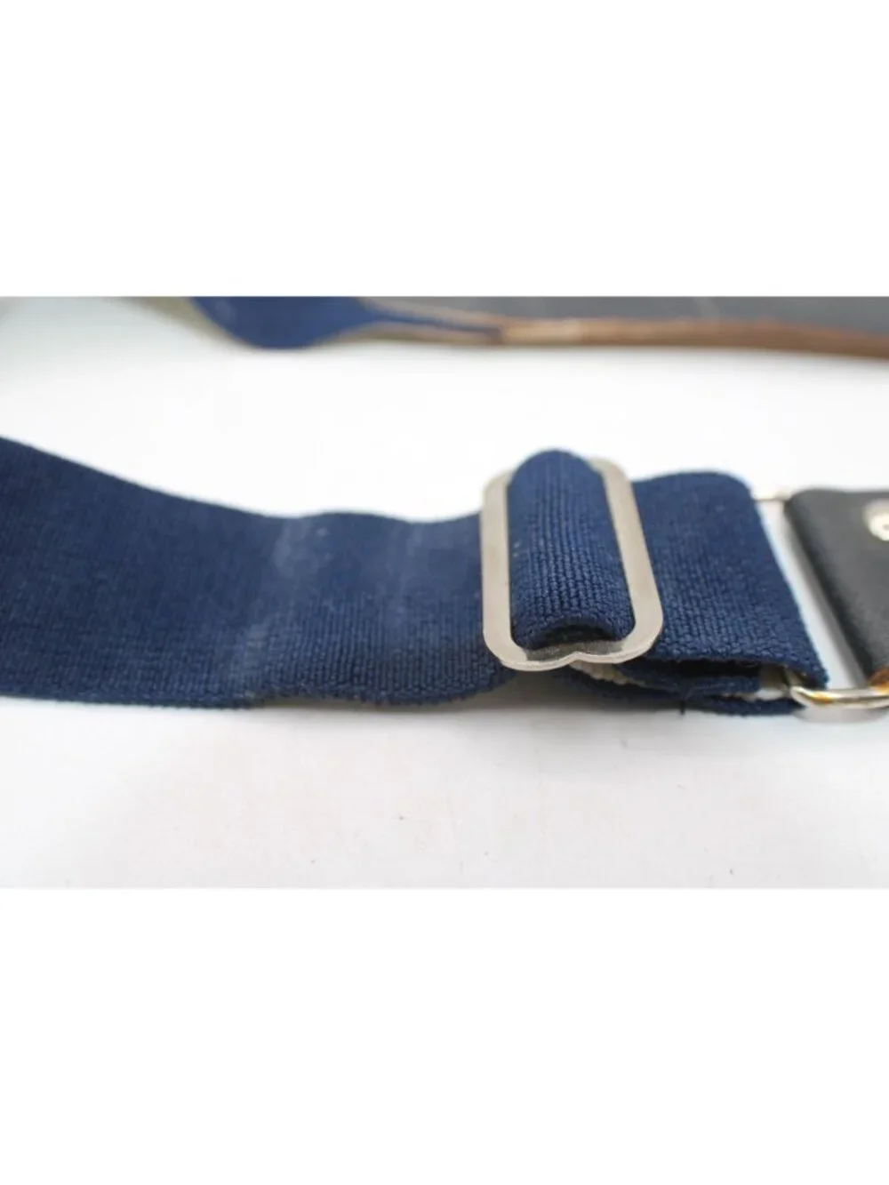 Vintage Navy Blue Elastic Belt Adjustable Stretch Waist Belt Faux Leather Buckle